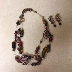 SALE Shades of Pink/Purple Necklace and Earrings